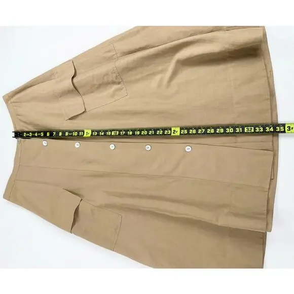 Vince Women's Utility Linen Cotton Blend Midi Skirt Size 12 Sandstorm Tan - Picture 16 of 16